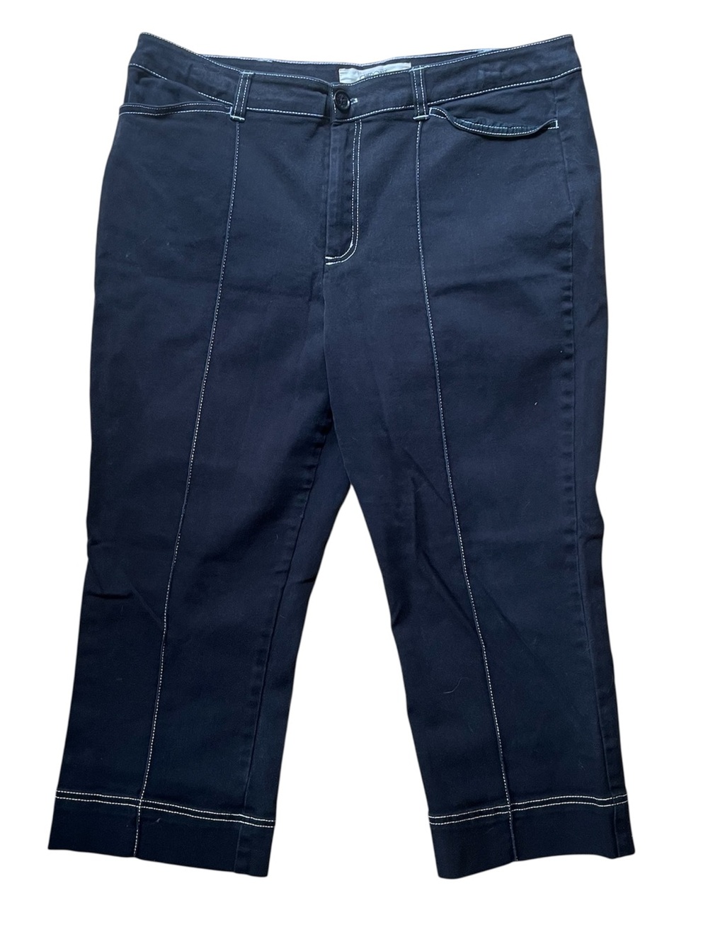 Y2K Cherokee Black Contrast Stitch Cropped Jeans Capris